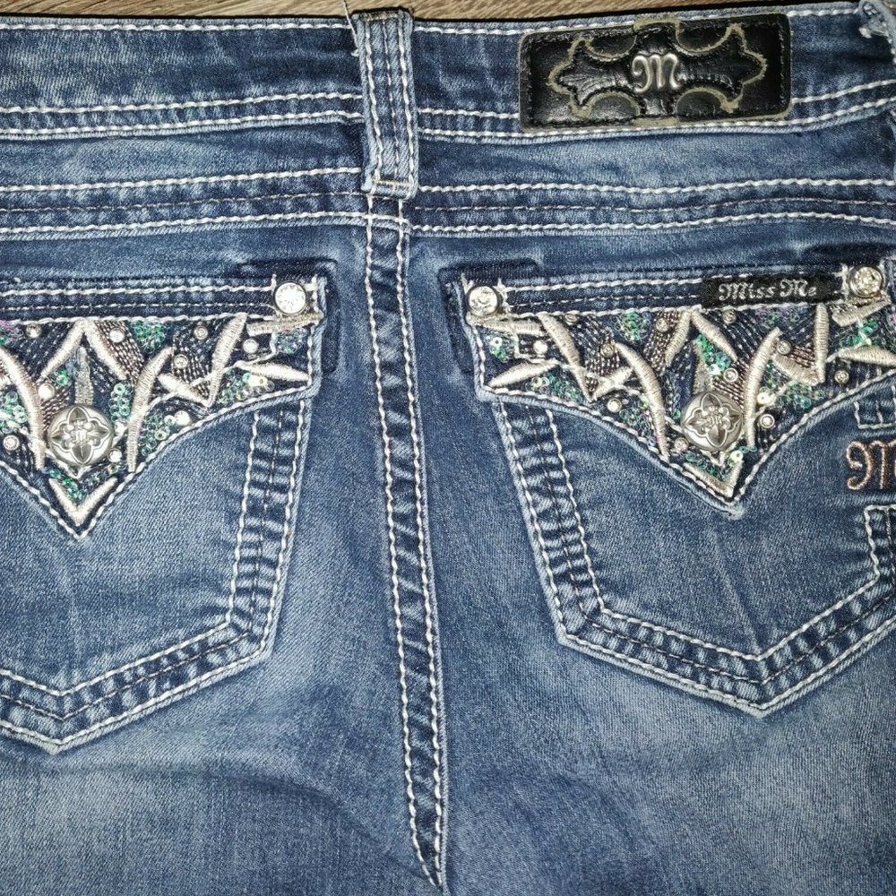 Bejeweled Miss Me Girls Blue Jeans Sz 14